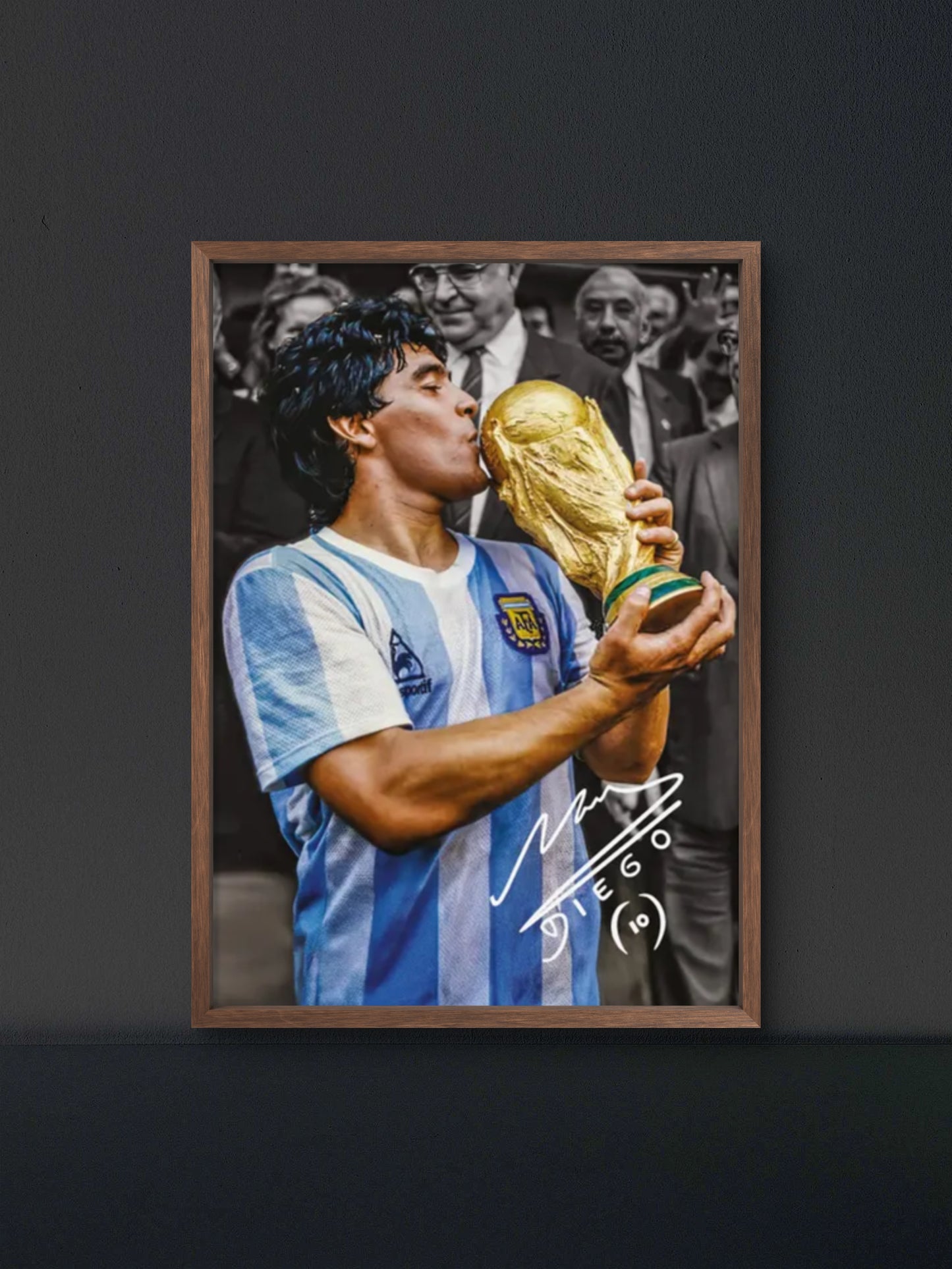 Maradona Argentina World Cup Trophy Poster — Soccer Wall Art Print