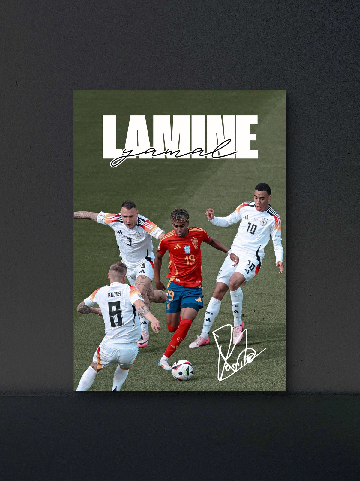Lamine Yamal Spain Dribble Action Poster — Soccer Wall Art Print