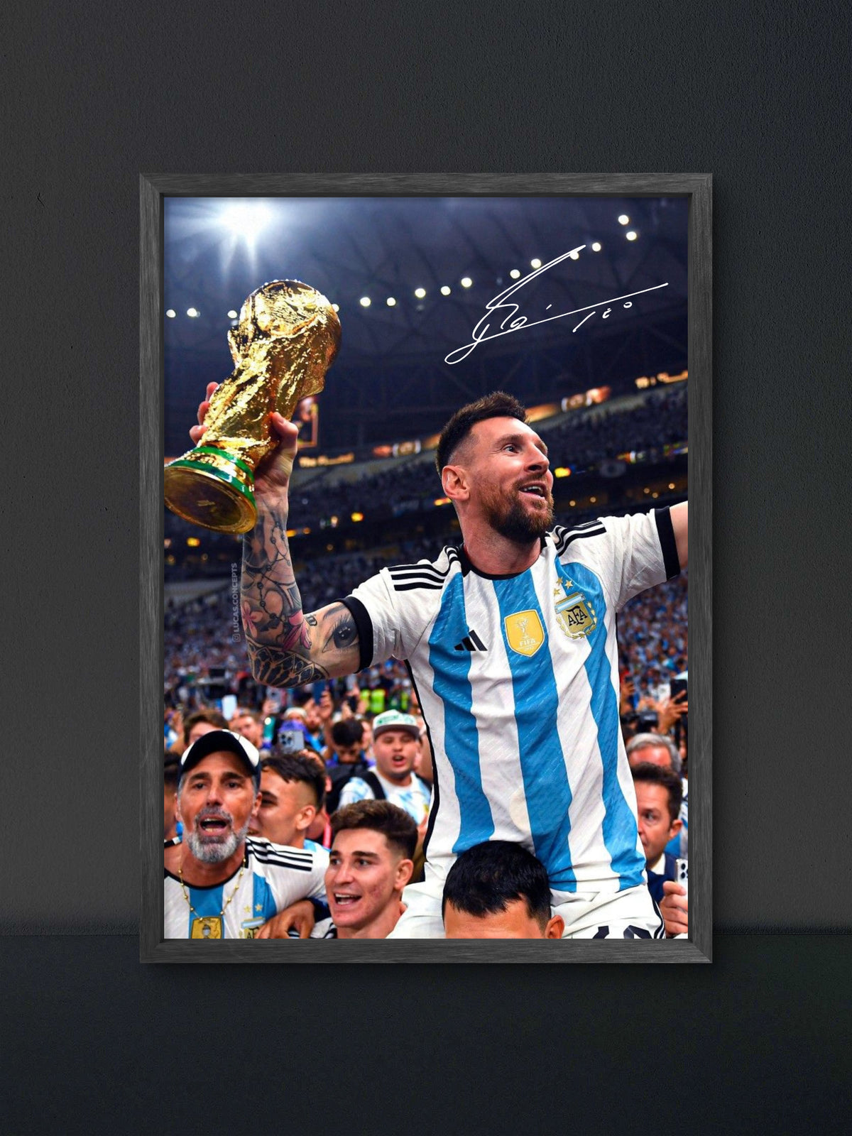 π Messi Argentina World Cup Trophy Lift Poster β Soccer Wall Art Print (100% off)