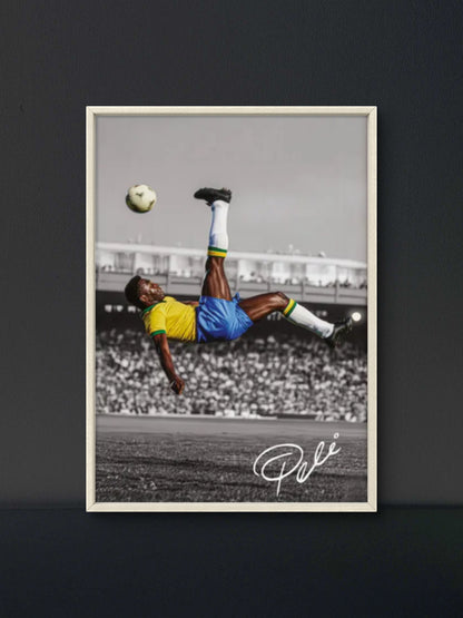 Pele Brazil Bicycle Kick Poster — Soccer Wall Art Print