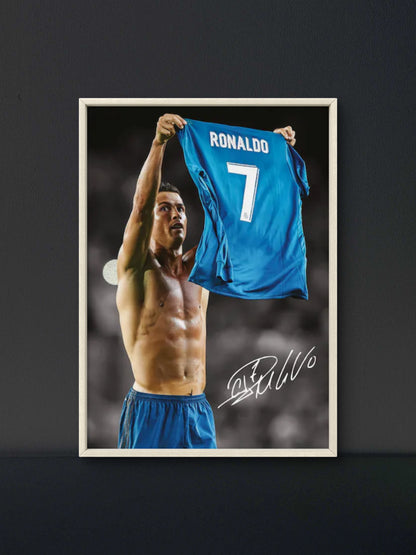 Ronaldo CR7 Shirt Number 7 Poster — Soccer Wall Art Print