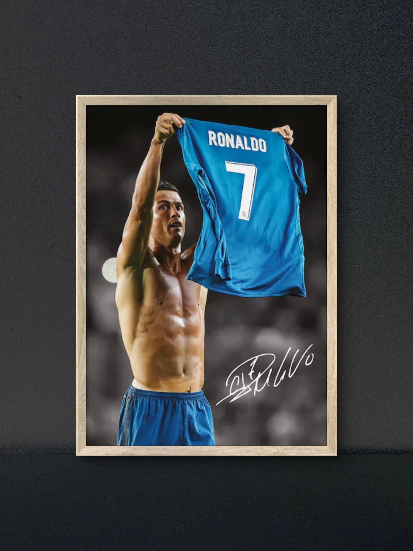 Ronaldo CR7 Shirt Number 7 Poster — Soccer Wall Art Print