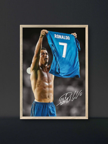 Ronaldo CR7 Shirt Number 7 Poster — Soccer Wall Art Print
