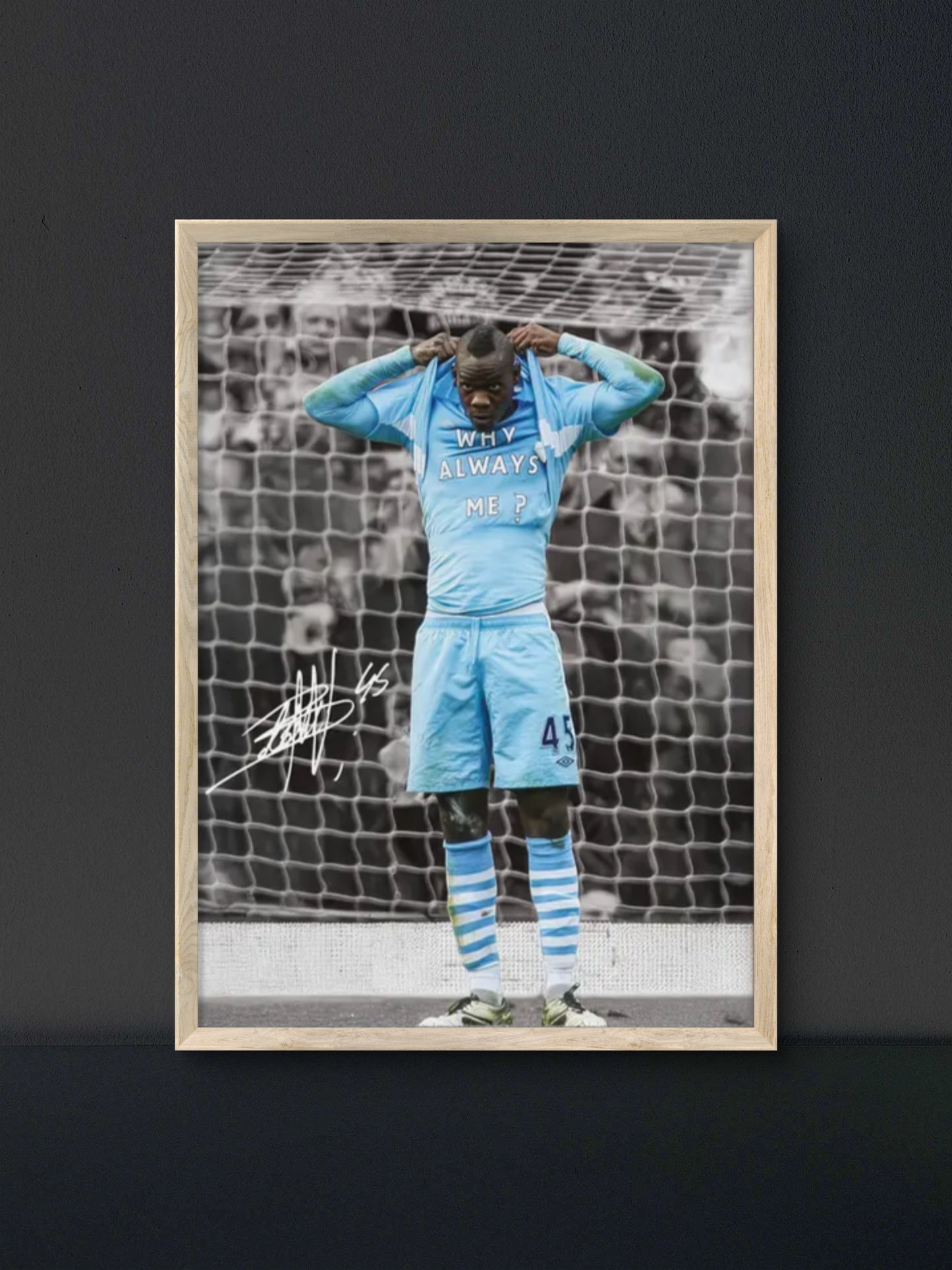 Balotelli Why Always Me Celebration Poster — Soccer Wall Art Print