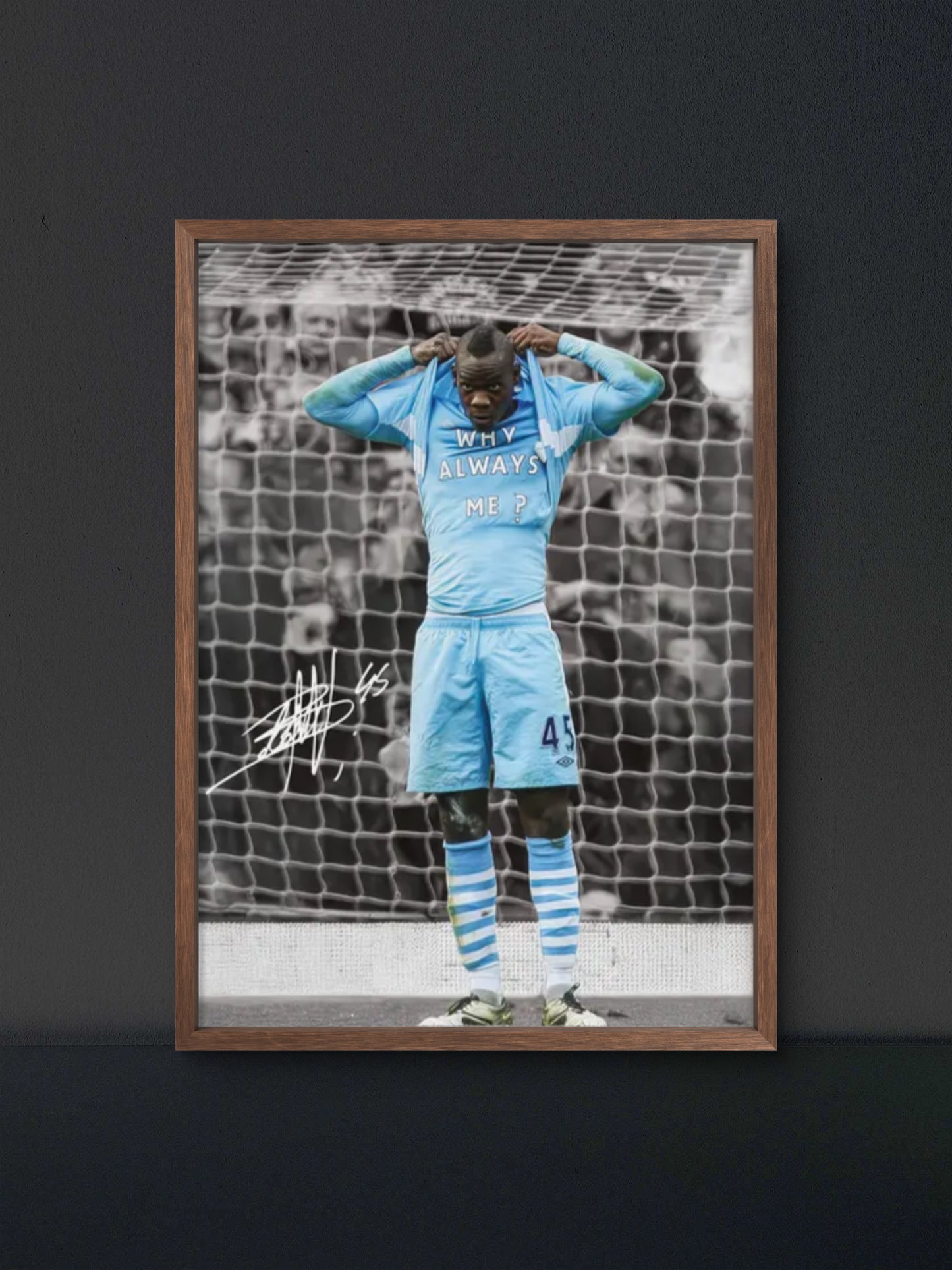Balotelli Why Always Me Celebration Poster — Soccer Wall Art Print