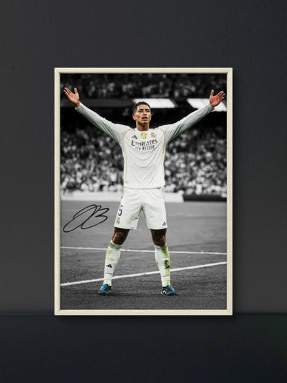 Bellingham Madrid Arms Wide Celebration Poster — Soccer Wall Art Print