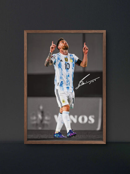 Messi Argentina Sky Point Poster — Soccer Wall Art Print
