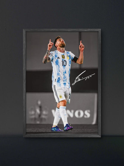 Messi Argentina Sky Point Poster — Soccer Wall Art Print