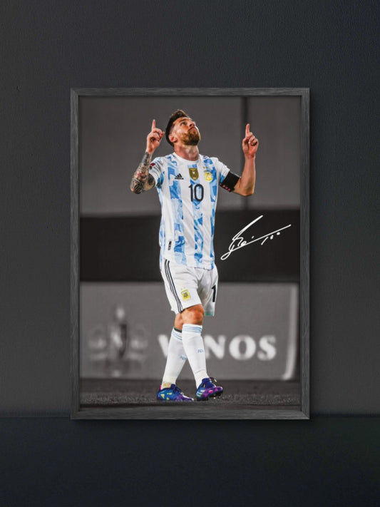 Messi Argentina Sky Point Poster — Soccer Wall Art Print