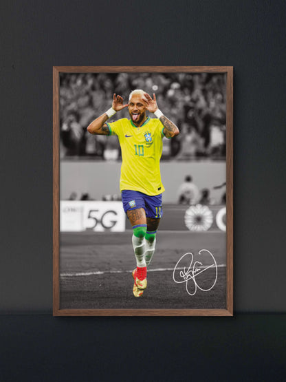 Neymar Brazil Cant Hear You Poster — Soccer Wall Art Print