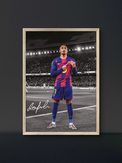 Raphinha Barca Badge Point Poster — Soccer Wall Art Print