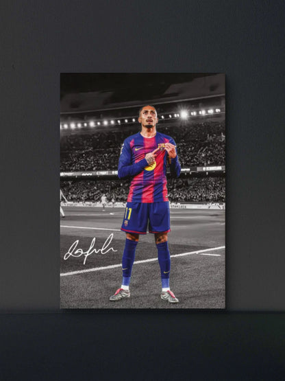 Raphinha Barca Badge Point Poster — Soccer Wall Art Print