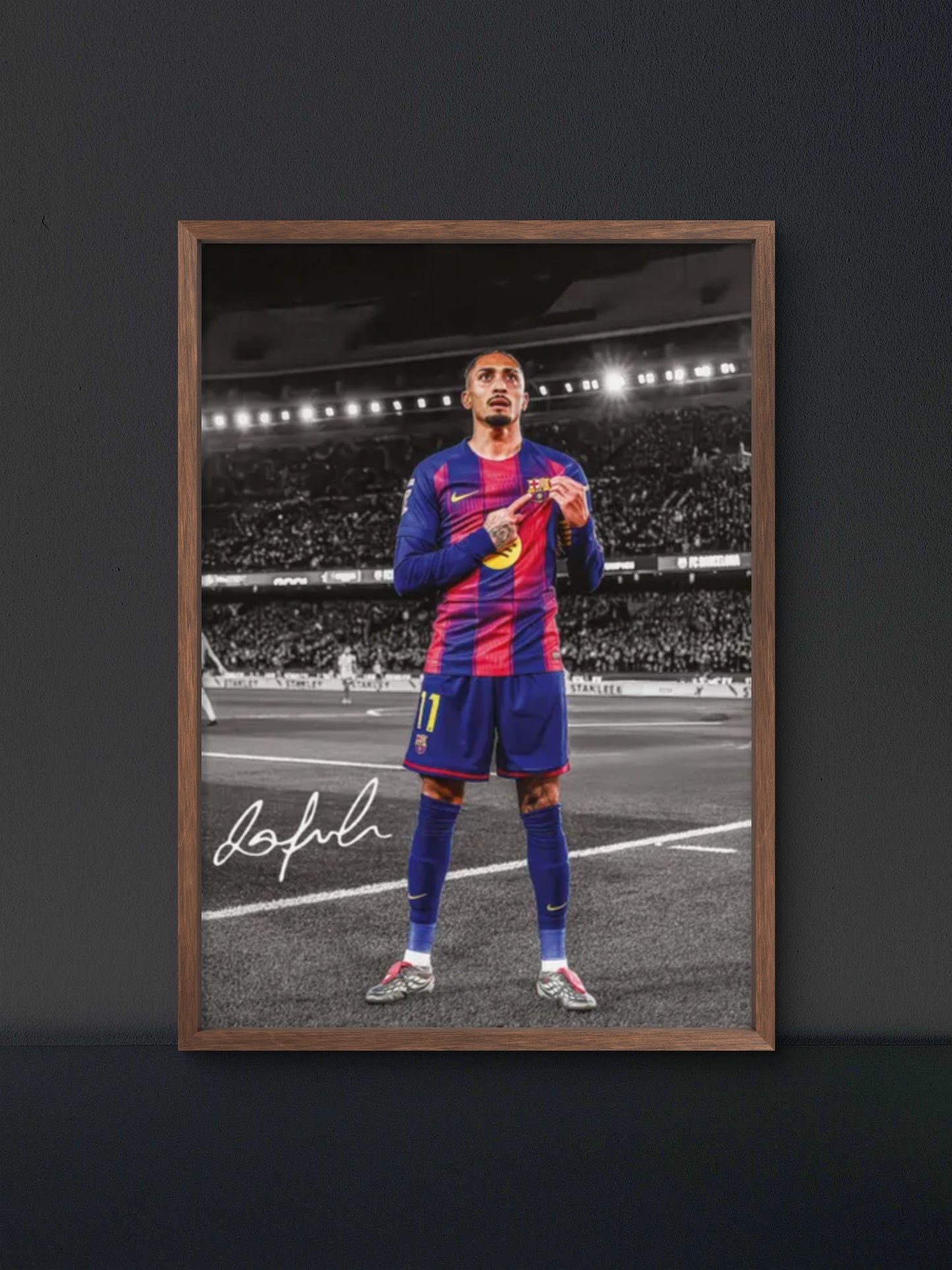 Raphinha Barca Badge Point Poster — Soccer Wall Art Print