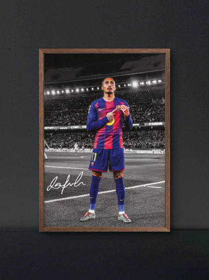 Raphinha Barca Badge Point Poster — Soccer Wall Art Print