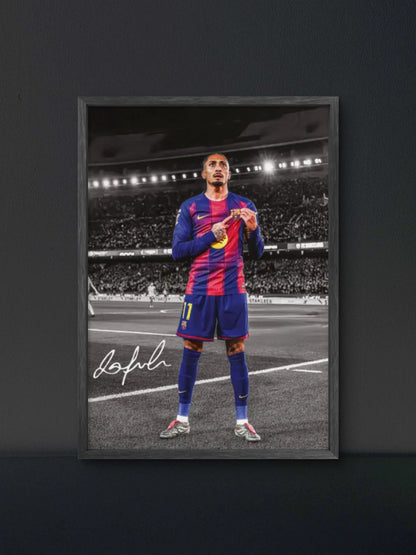 Raphinha Barca Badge Point Poster — Soccer Wall Art Print