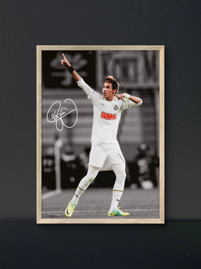Neymar Santos Sky Point Celebration Poster — Soccer Wall Art Print