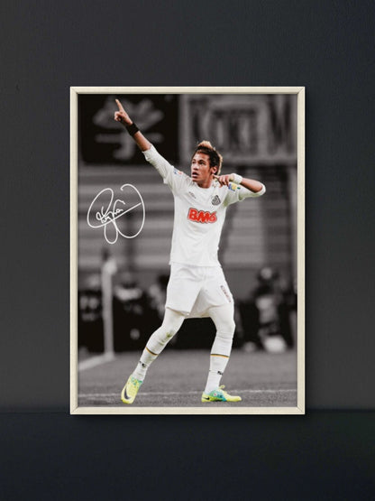 Neymar Santos Sky Point Celebration Poster — Soccer Wall Art Print