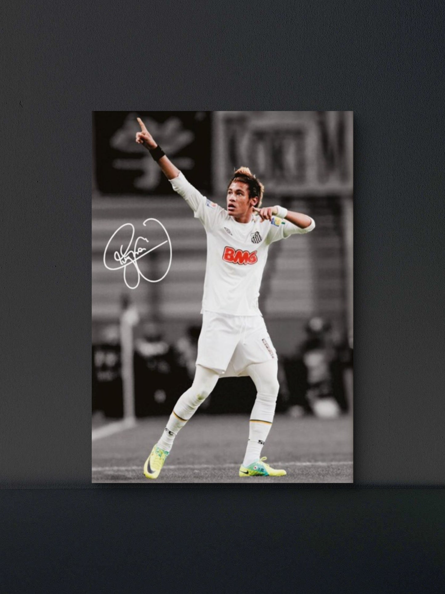 Neymar Santos Sky Point Celebration Poster — Soccer Wall Art Print