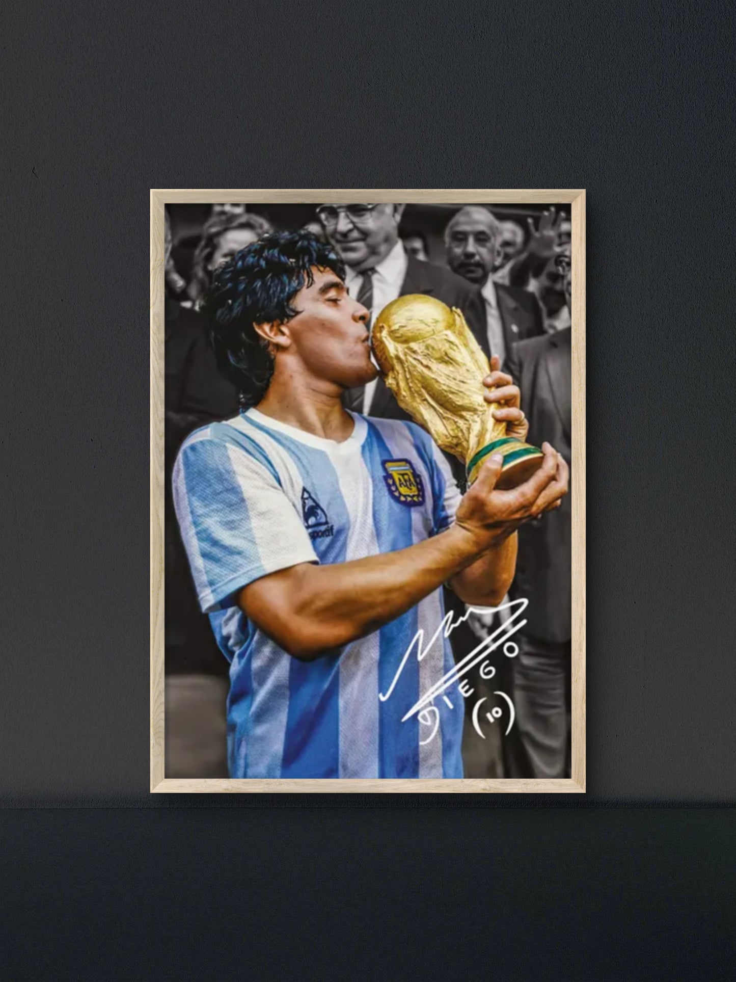 Maradona Argentina World Cup Trophy Poster — Soccer Wall Art Print