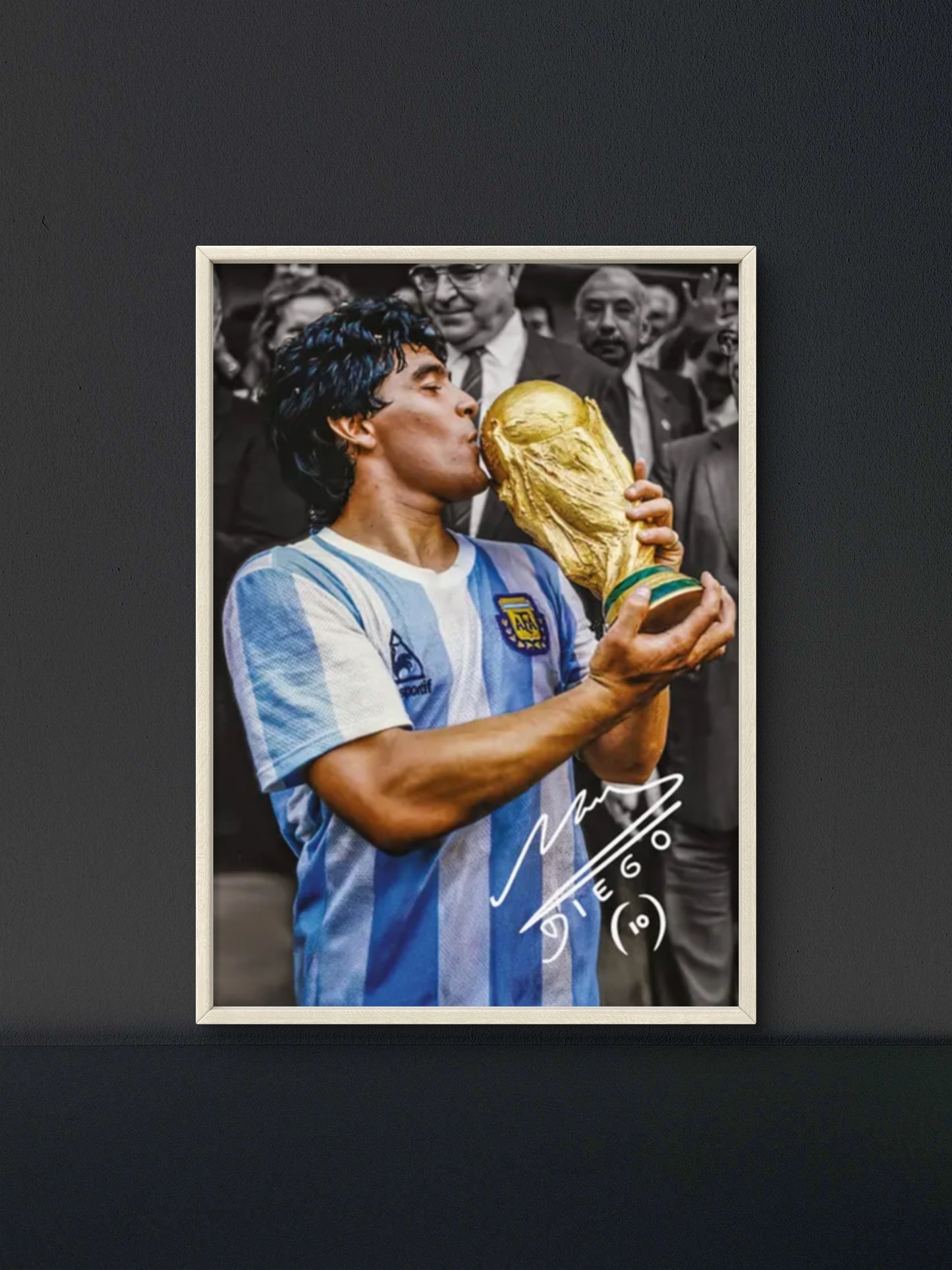 Maradona Argentina World Cup Trophy Poster — Soccer Wall Art Print