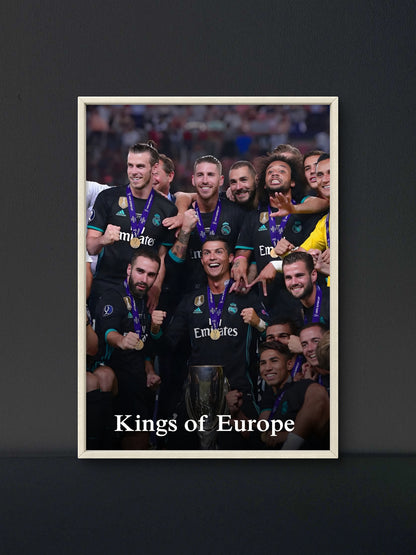 Madrid Kings of Europe Champions League Poster — Soccer Wall Art Print