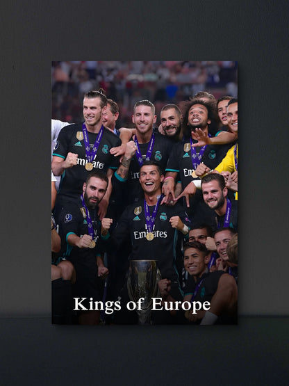 Madrid Kings of Europe Champions League Poster — Soccer Wall Art Print
