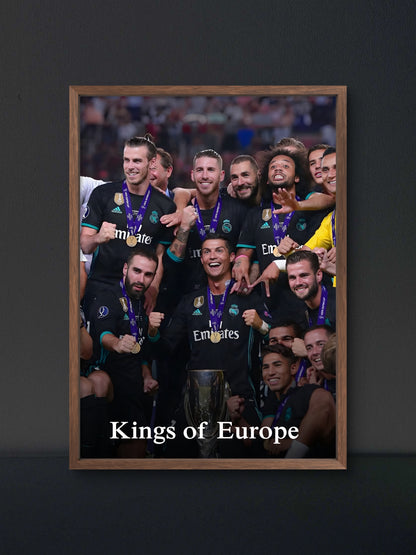 Madrid Kings of Europe Champions League Poster — Soccer Wall Art Print