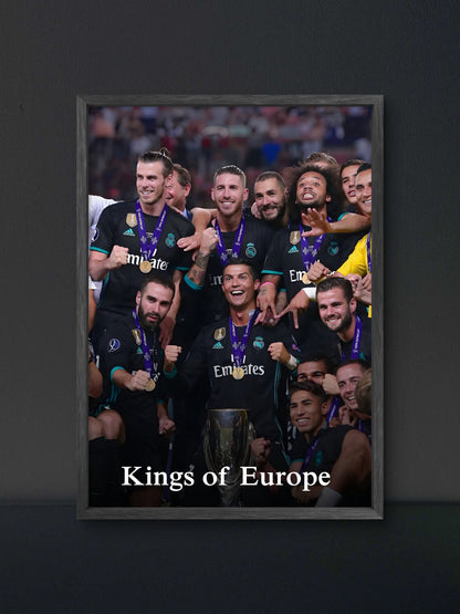 Madrid Kings of Europe Champions League Poster — Soccer Wall Art Print