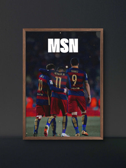 MSN Messi Suarez Neymar Barca Trio Poster — Soccer Wall Art Print