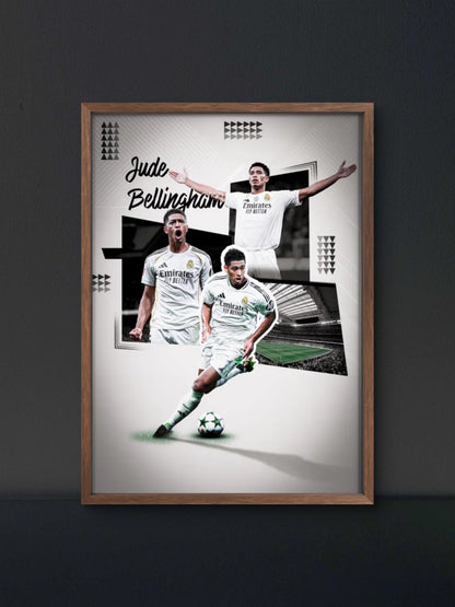 Bellingham Madrid Collage Graphic Poster — Soccer Wall Art Print