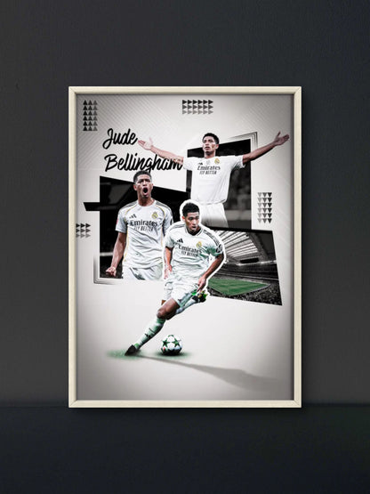 Bellingham Madrid Collage Graphic Poster — Soccer Wall Art Print