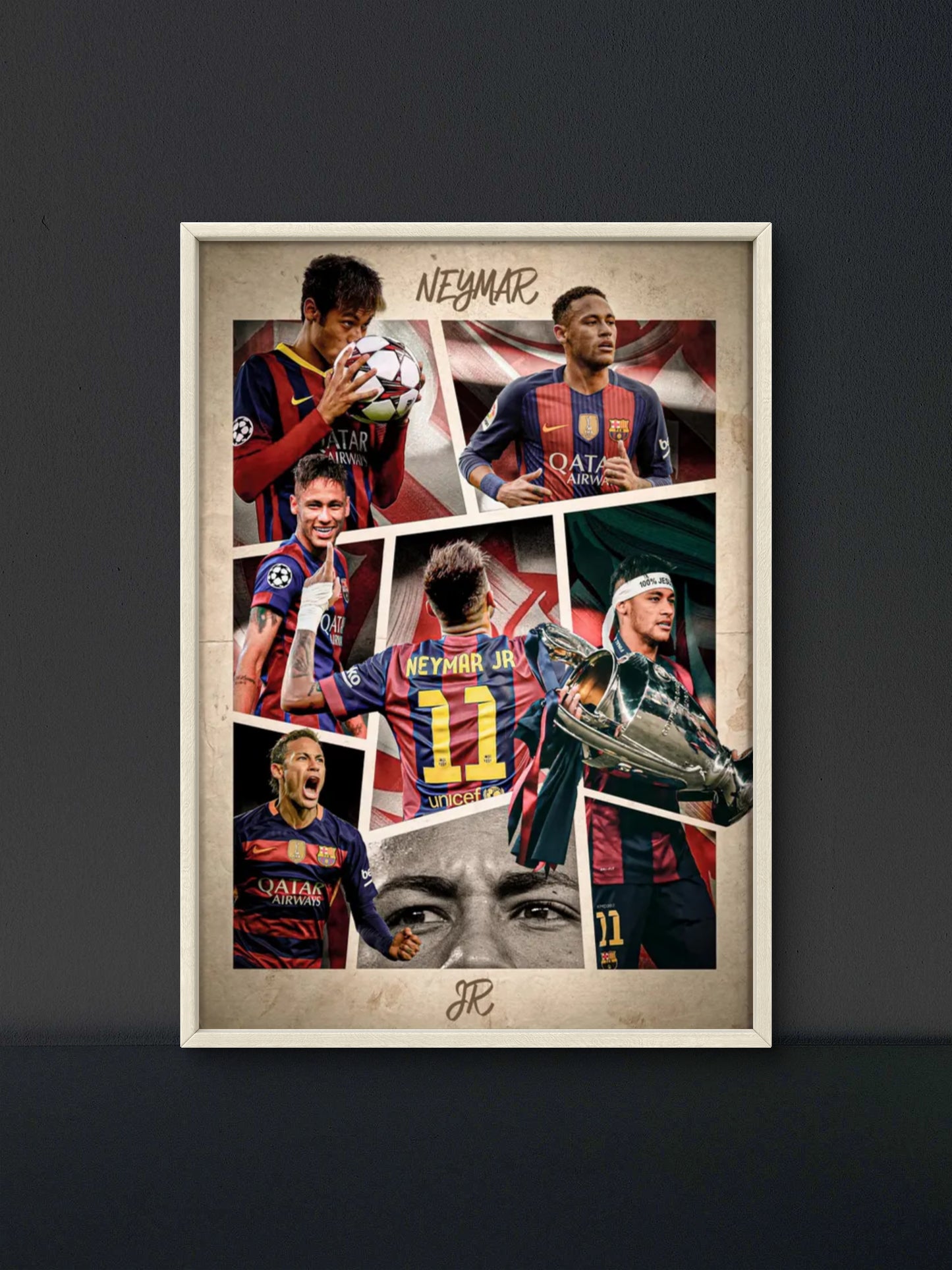 Neymar Barca Career Collage Poster — Soccer Wall Art Print