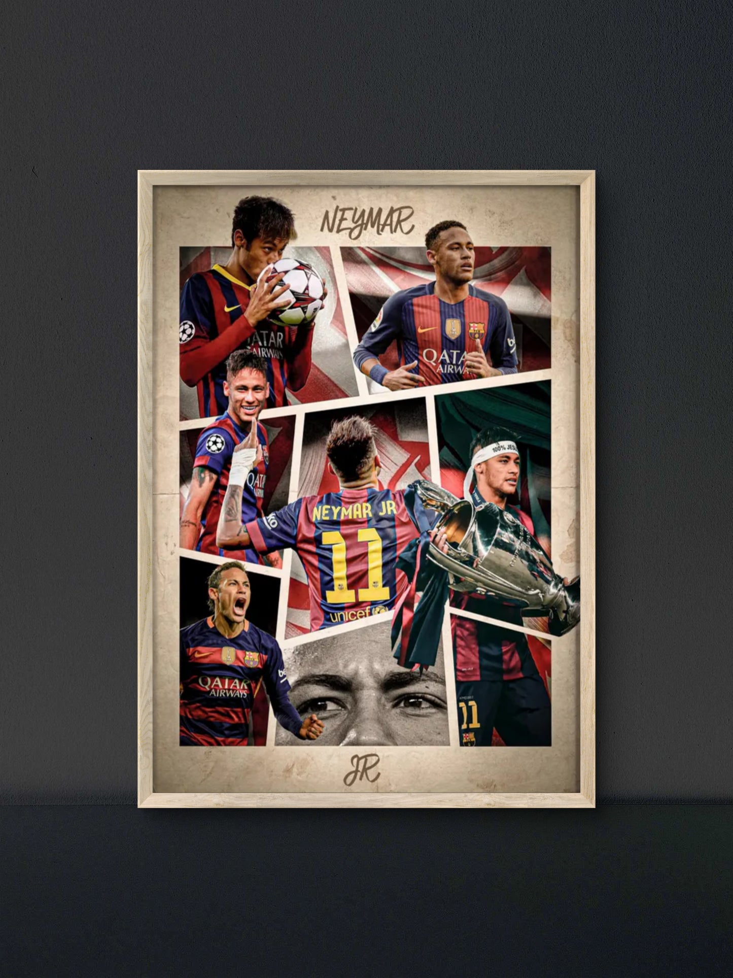 Neymar Barca Career Collage Poster — Soccer Wall Art Print