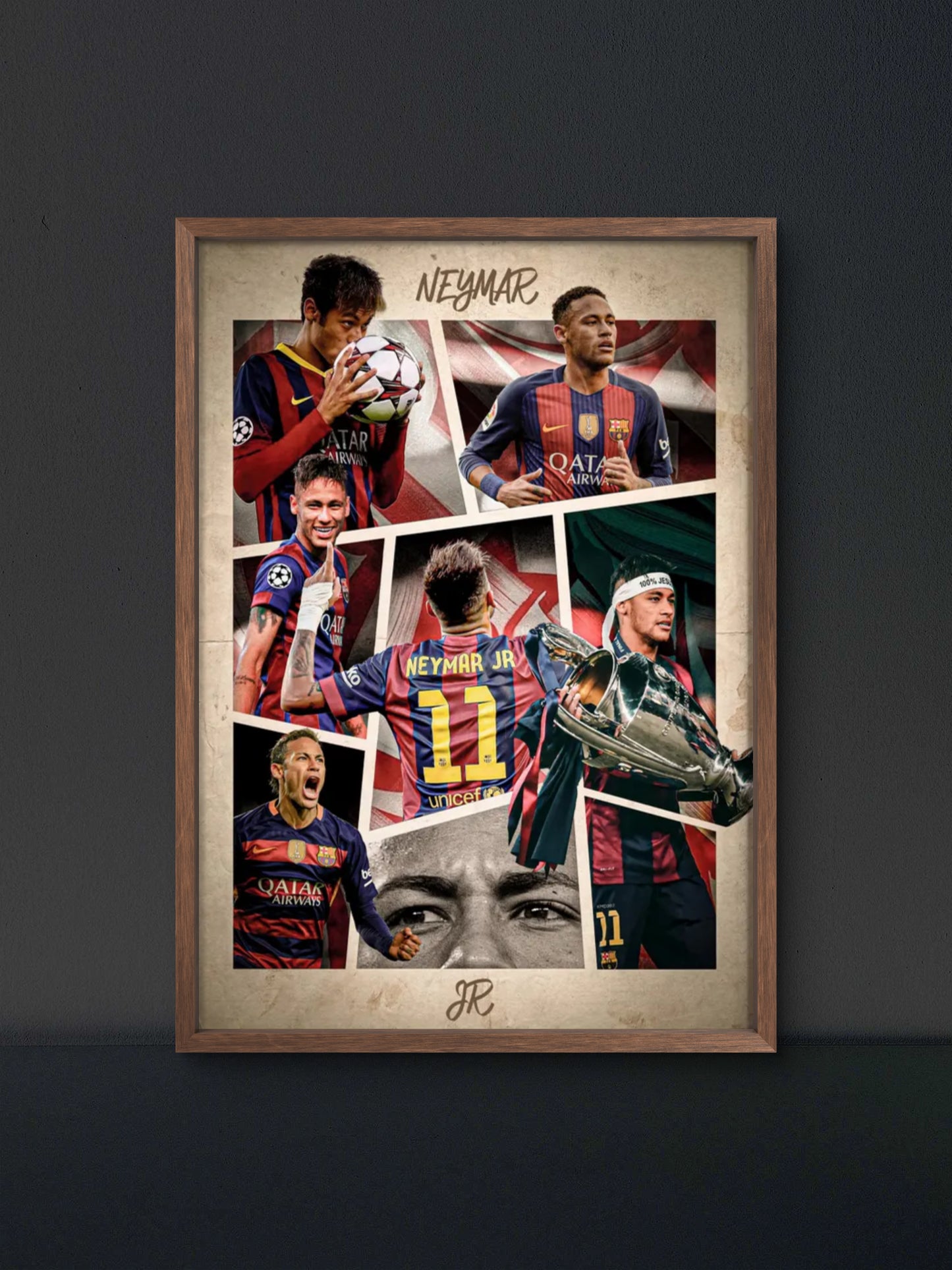 Neymar Barca Career Collage Poster — Soccer Wall Art Print