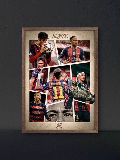 Neymar Barca Career Collage Poster — Soccer Wall Art Print