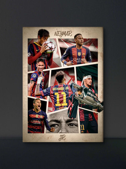 Neymar Barca Career Collage Poster — Soccer Wall Art Print