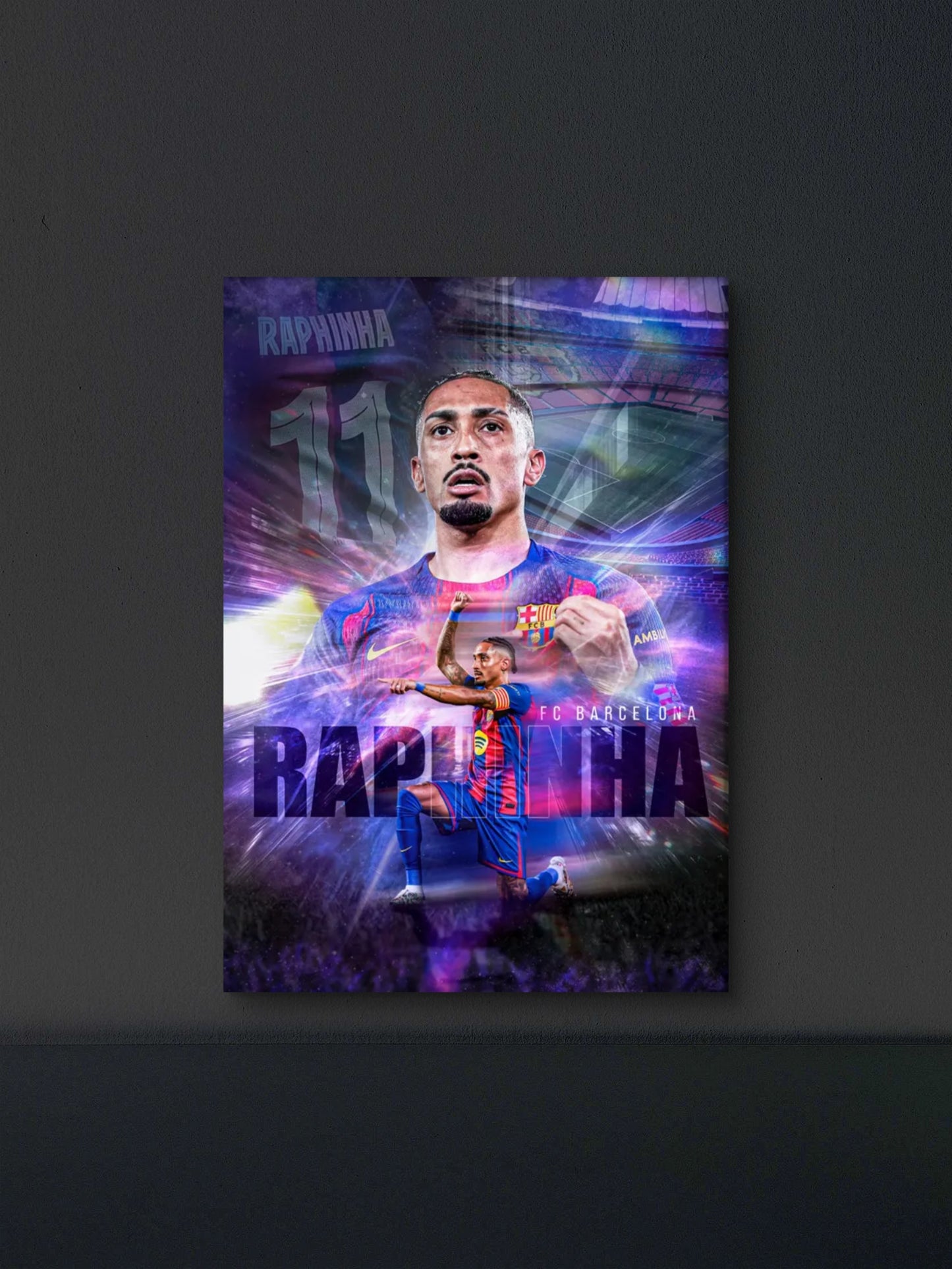 Raphinha Barca Number 11 Graphic Art Poster — Soccer Wall Art Print