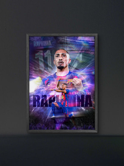 Raphinha Barca Number 11 Graphic Art Poster — Soccer Wall Art Print