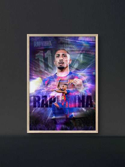 Raphinha Barca Number 11 Graphic Art Poster — Soccer Wall Art Print