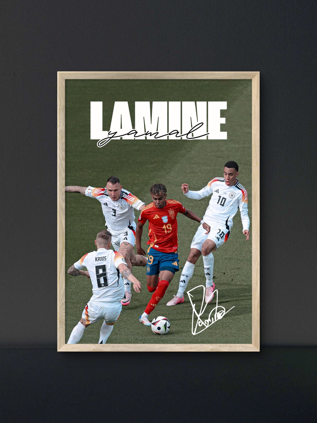 Lamine Yamal Spain Dribble Action Poster — Soccer Wall Art Print