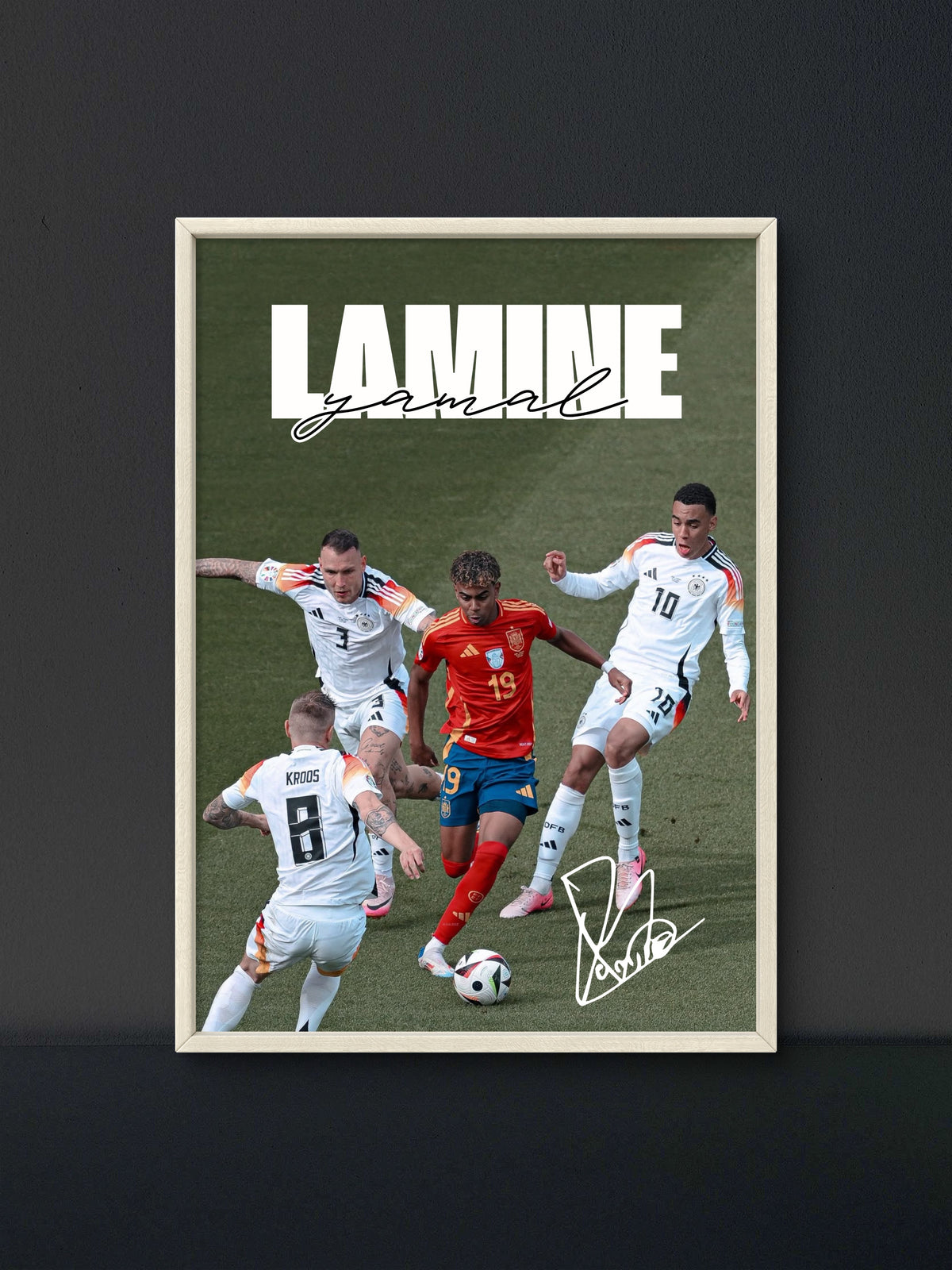Lamine Yamal Spain Dribble Action Poster — Soccer Wall Art Print