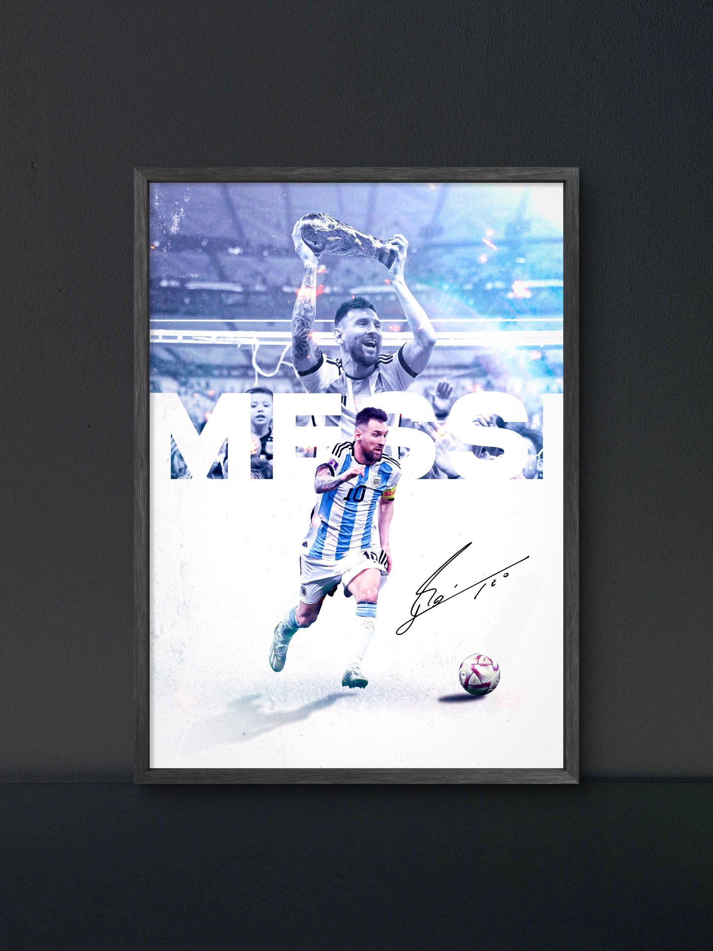 Messi Argentina World Cup Graphic Art Poster — Soccer Wall Art Print