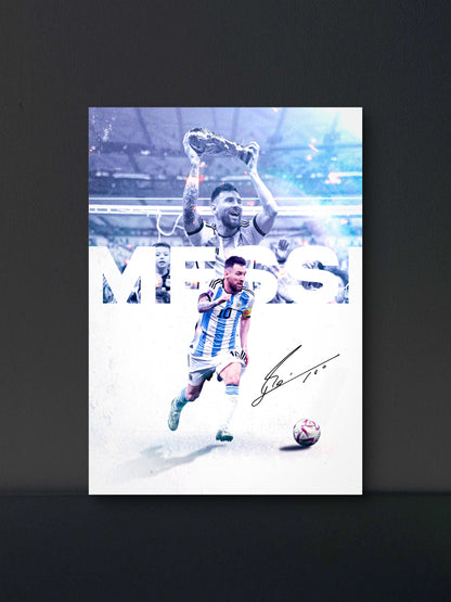 Messi Argentina World Cup Graphic Art Poster — Soccer Wall Art Print