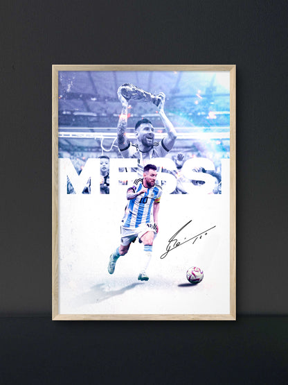 Messi Argentina World Cup Graphic Art Poster — Soccer Wall Art Print